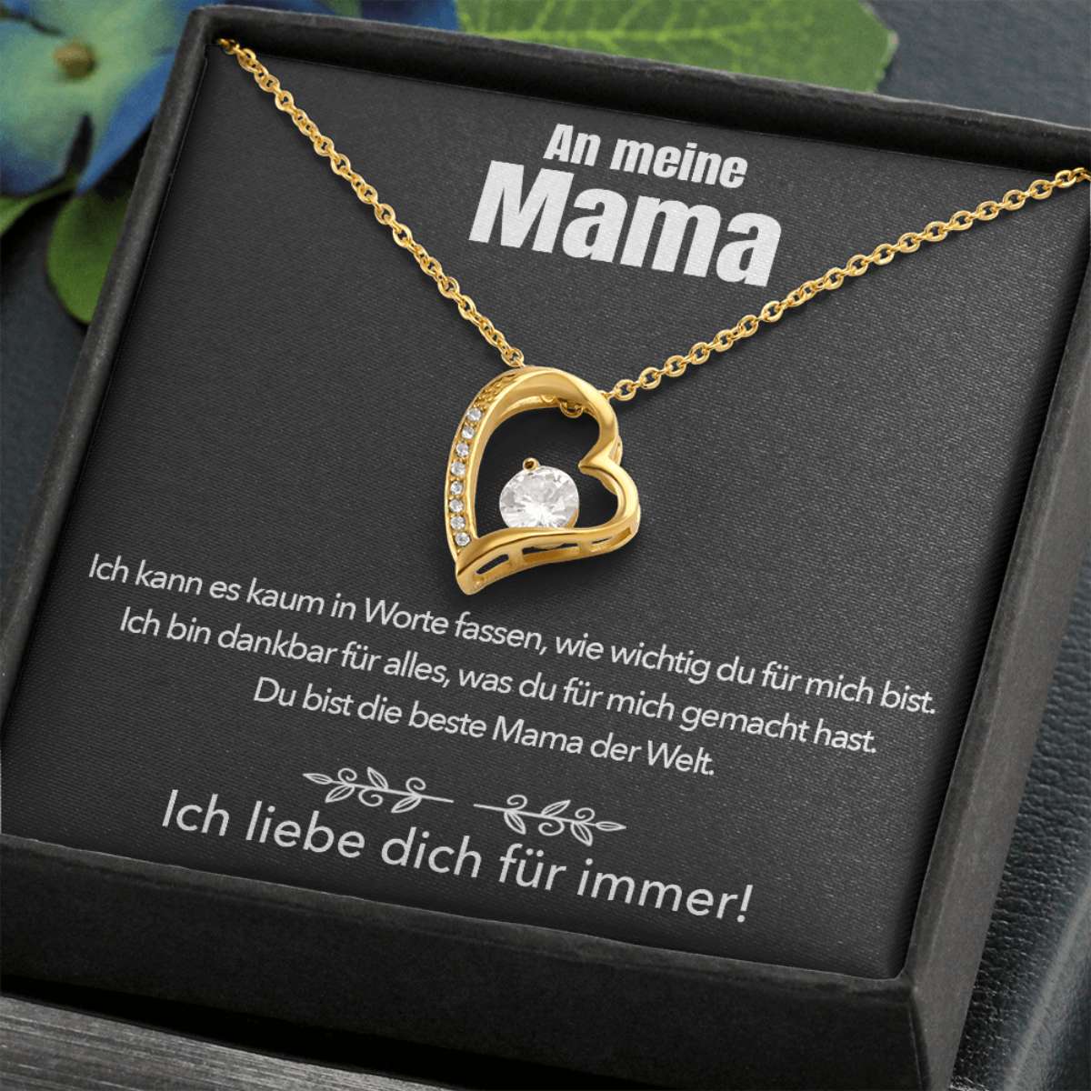 14k Weißgold Ausführung Halskette - An meine Mama - Ich liebe dich für immer - Image 6