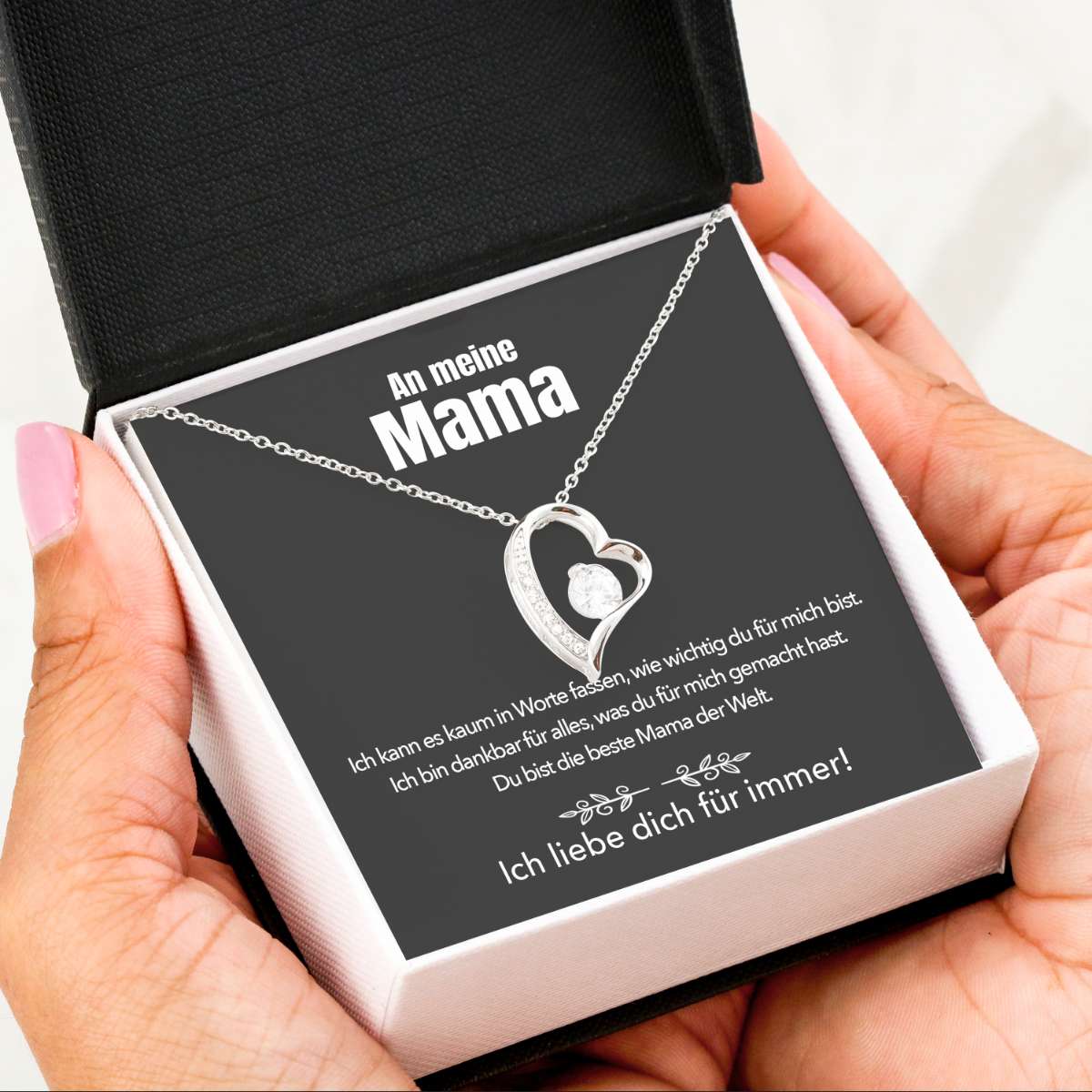 14k Weißgold Ausführung Halskette - An meine Mama - Ich liebe dich für immer - Image 7