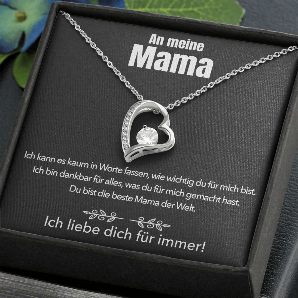 14k Weißgold Ausführung Halskette - An meine Mama - Ich liebe dich für immer - Image 9