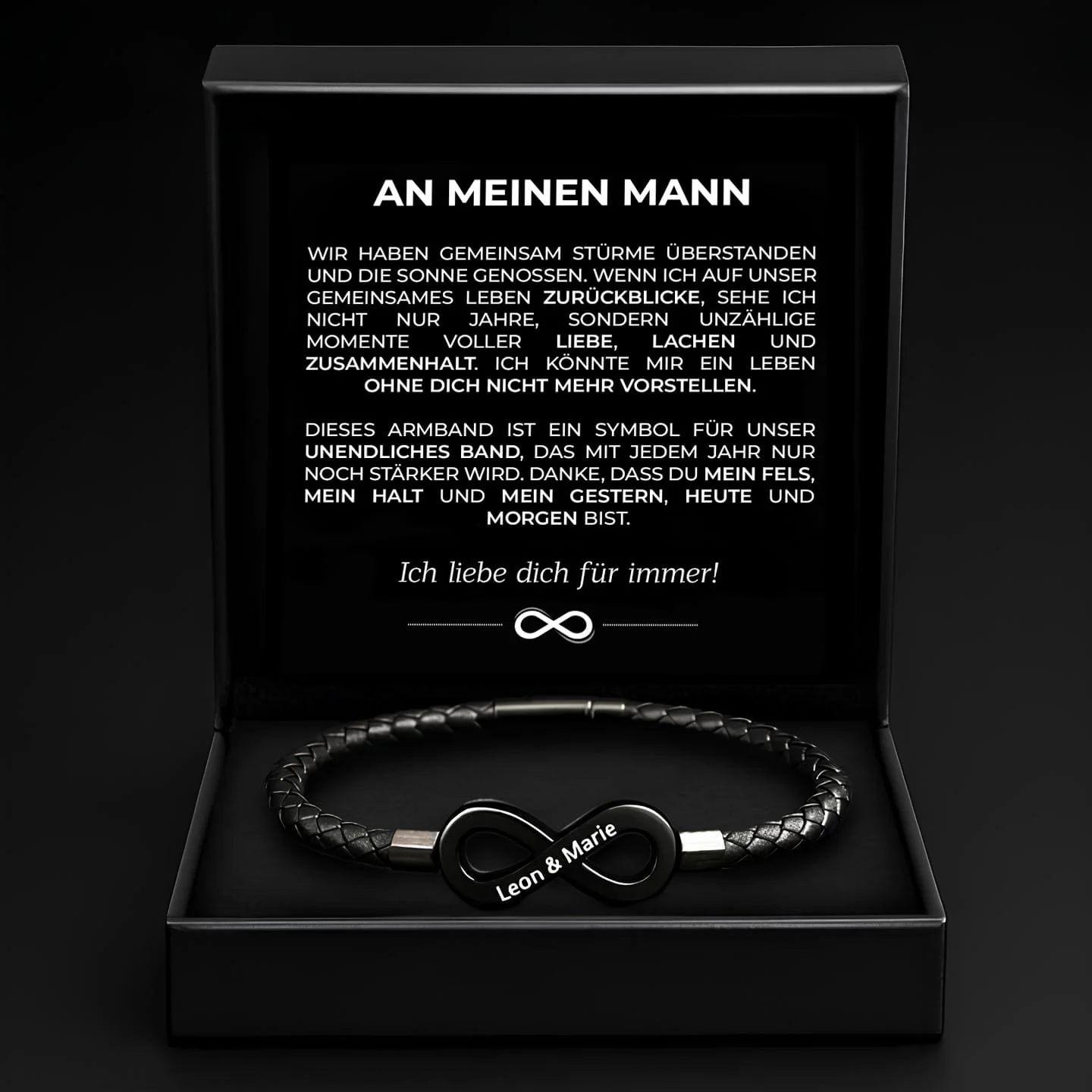 An meinen Mann - Wir gegen die Welt - Personalisiertes Unendlichkeits-Armband