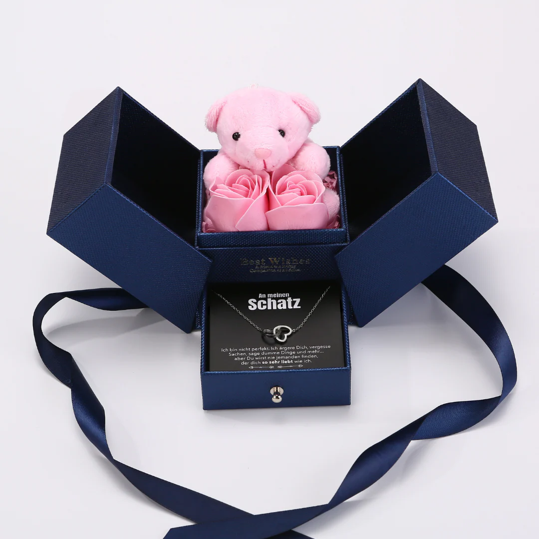 Ewige Rosenbär Box - Gravierte Halskette mit Notiz & ewiger Rose - Image 6