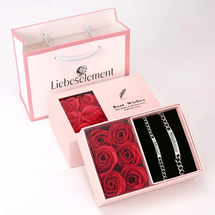 Ewige Rosenbox mit Gravur Armband Set für Paare - Image 10