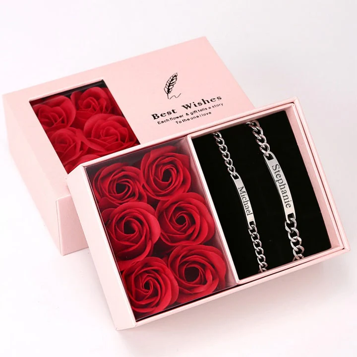 Ewige Rosenbox mit Gravur Armband Set für Paare - Image 5