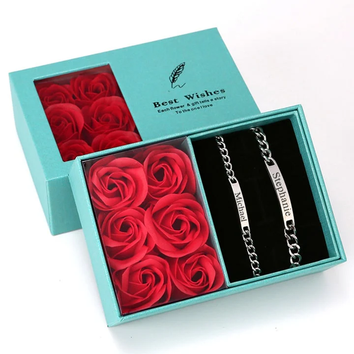 Ewige Rosenbox mit Gravur Armband Set für Paare - Image 6