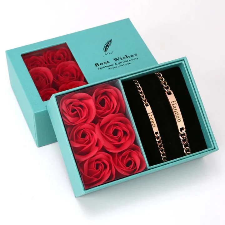 Ewige Rosenbox mit Gravur Armband Set für Paare - Image 8