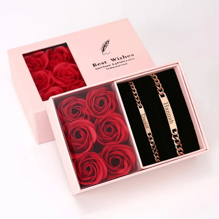Ewige Rosenbox mit Gravur Armband Set für Paare - Image 9