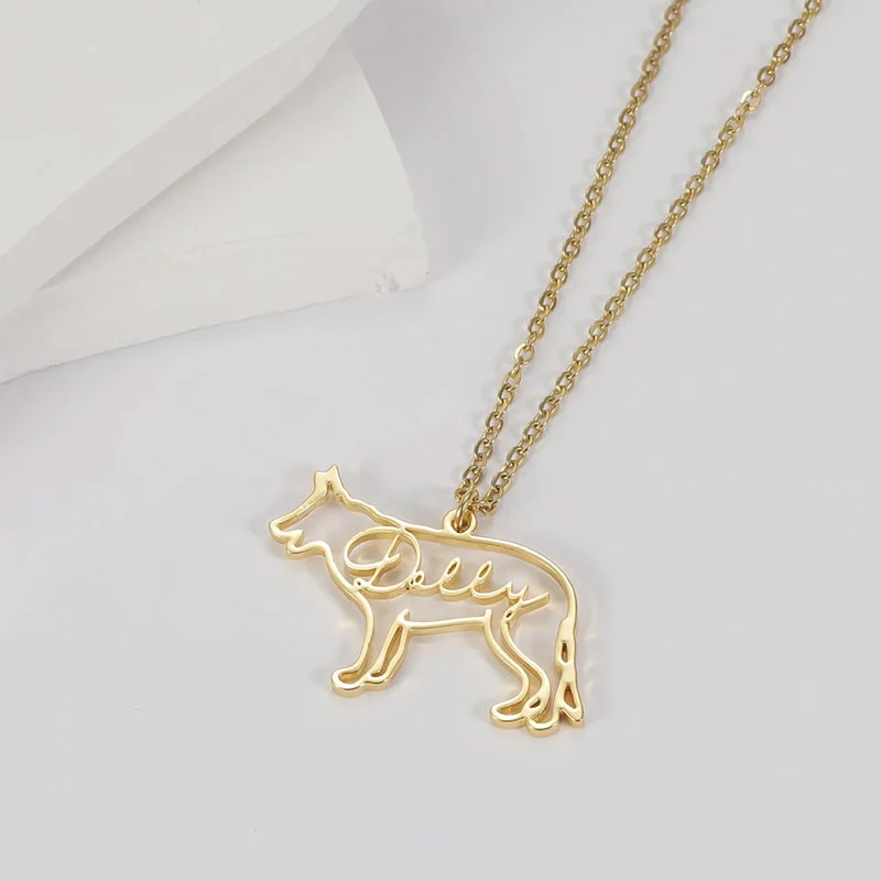 Personalisierte Hunderasse-Silhouette-Halskette mit Namen aus S925 Sterling Silber - Image 11