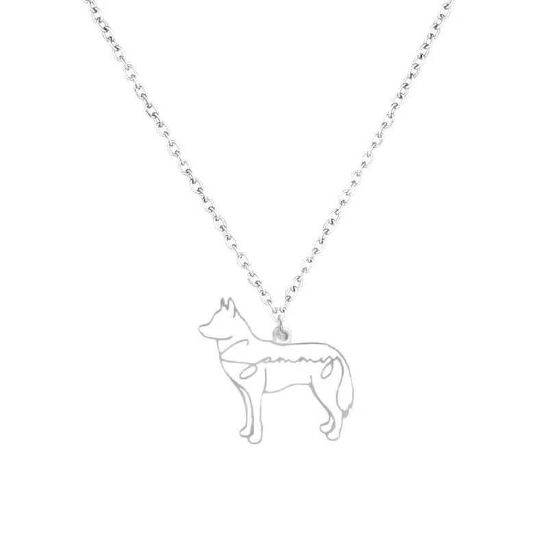 Personalisierte Hunderasse-Silhouette-Halskette mit Namen aus S925 Sterling Silber - Image 2