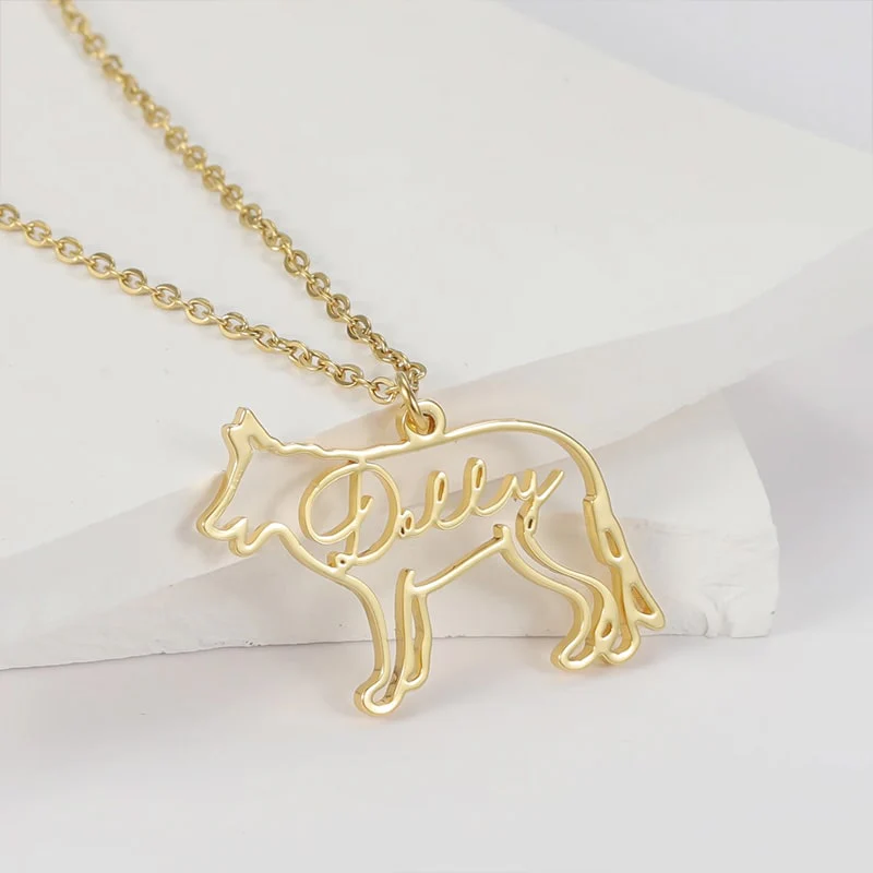 Personalisierte Hunderasse-Silhouette-Halskette mit Namen aus S925 Sterling Silber - Image 4