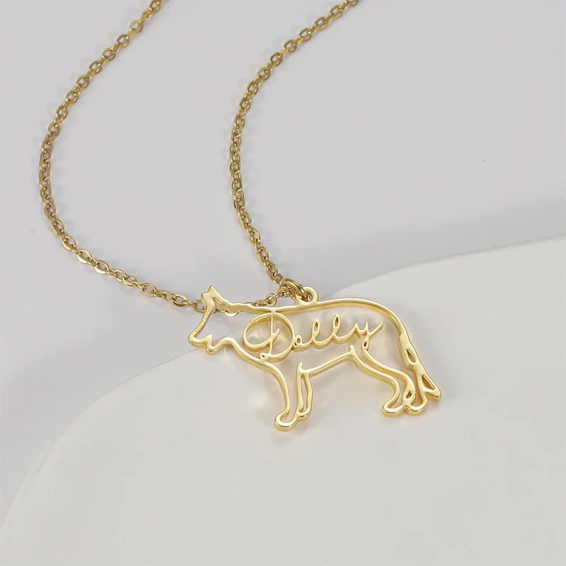 Personalisierte Hunderasse-Silhouette-Halskette mit Namen aus S925 Sterling Silber - Image 5