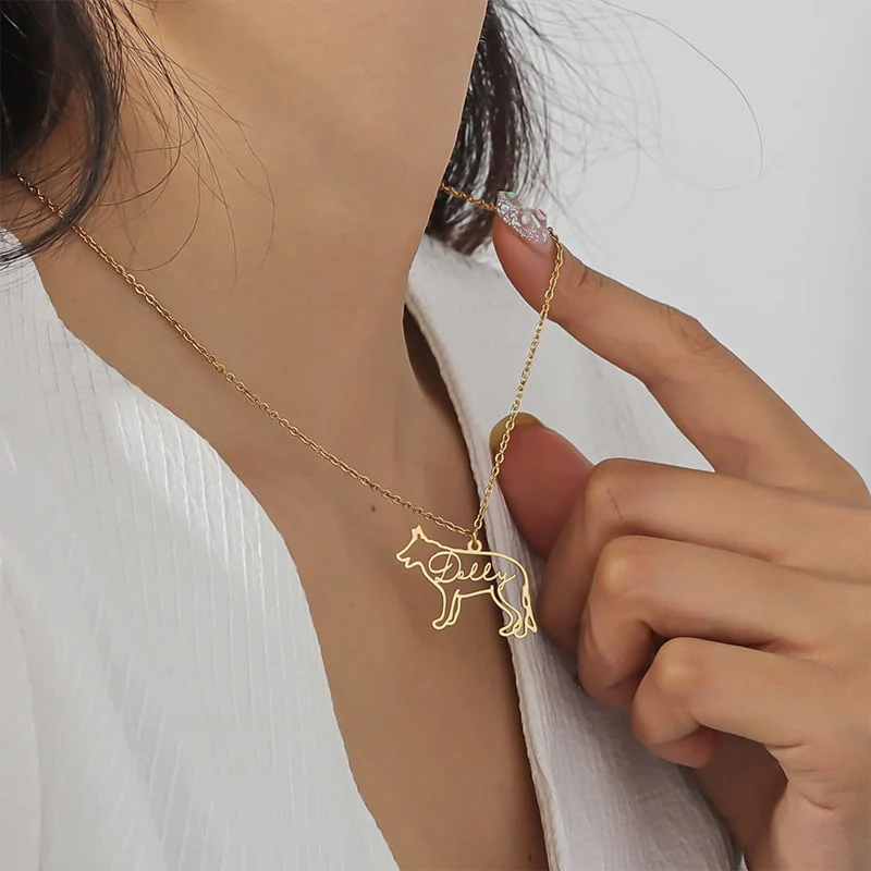 Personalisierte Hunderasse-Silhouette-Halskette mit Namen aus S925 Sterling Silber - Image 7