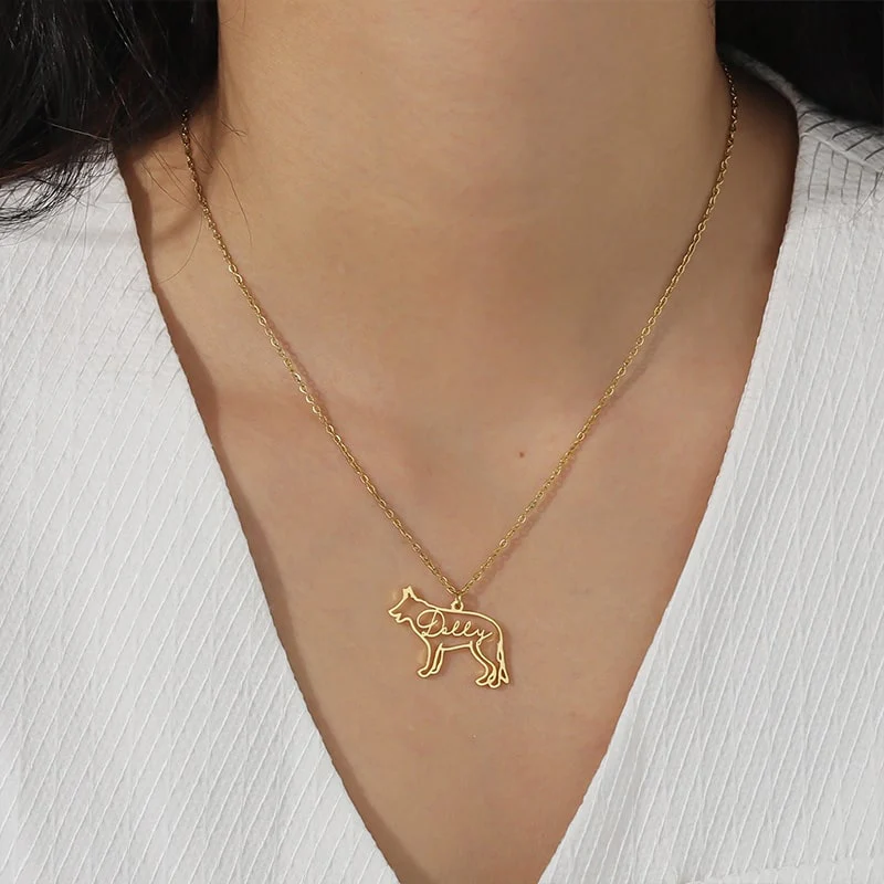 Personalisierte Hunderasse-Silhouette-Halskette mit Namen aus S925 Sterling Silber - Image 8