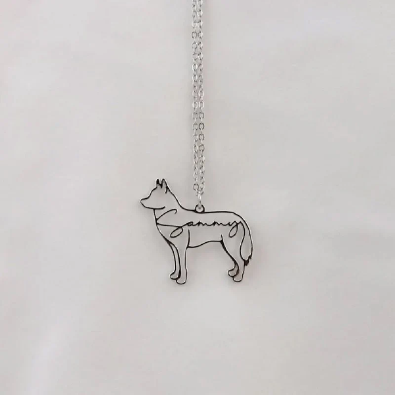 Personalisierte Hunderasse-Silhouette-Halskette mit Namen aus S925 Sterling Silber - Image 9