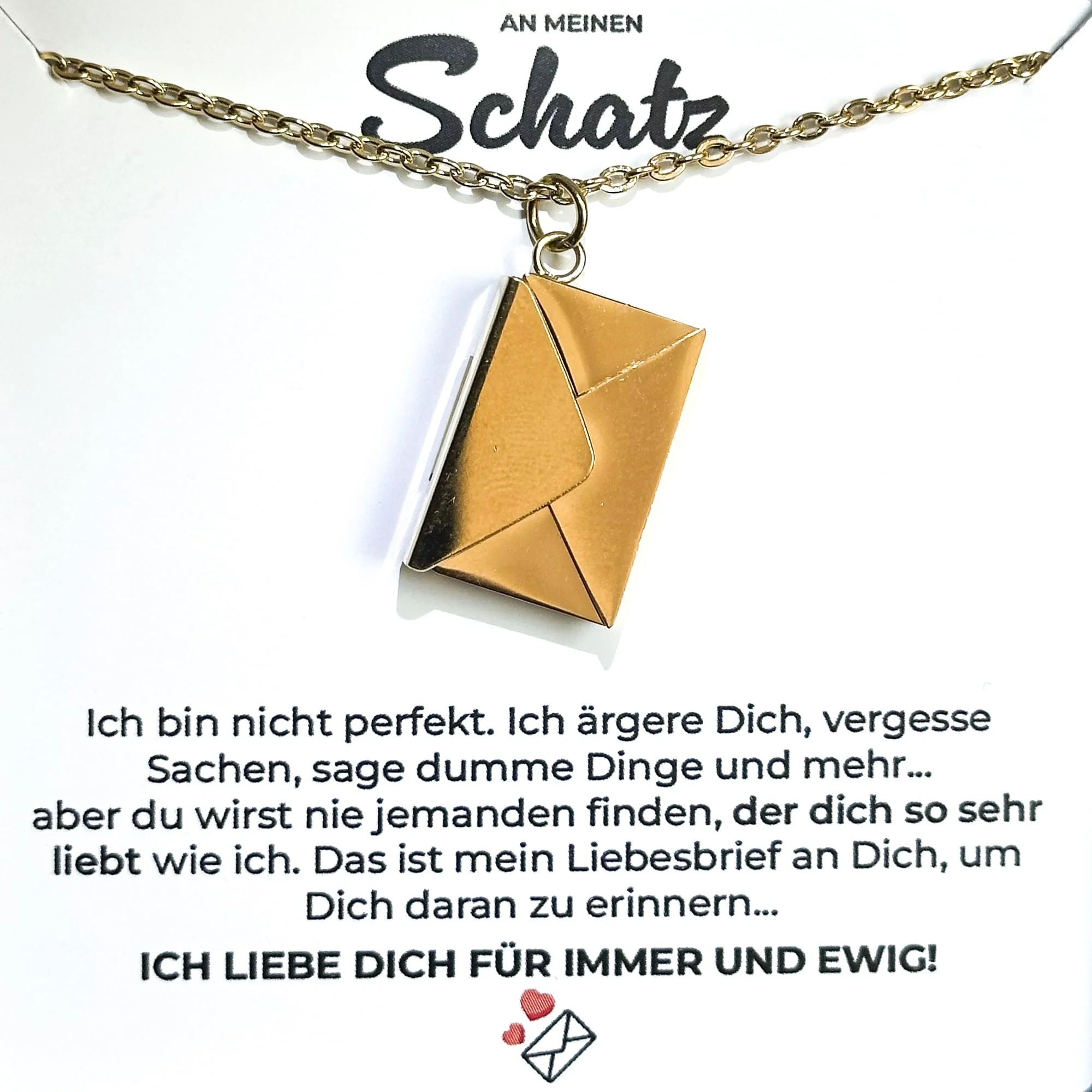 18k Gold Ausführung Liebesbrief Halskette - Geschenkset - Image 15