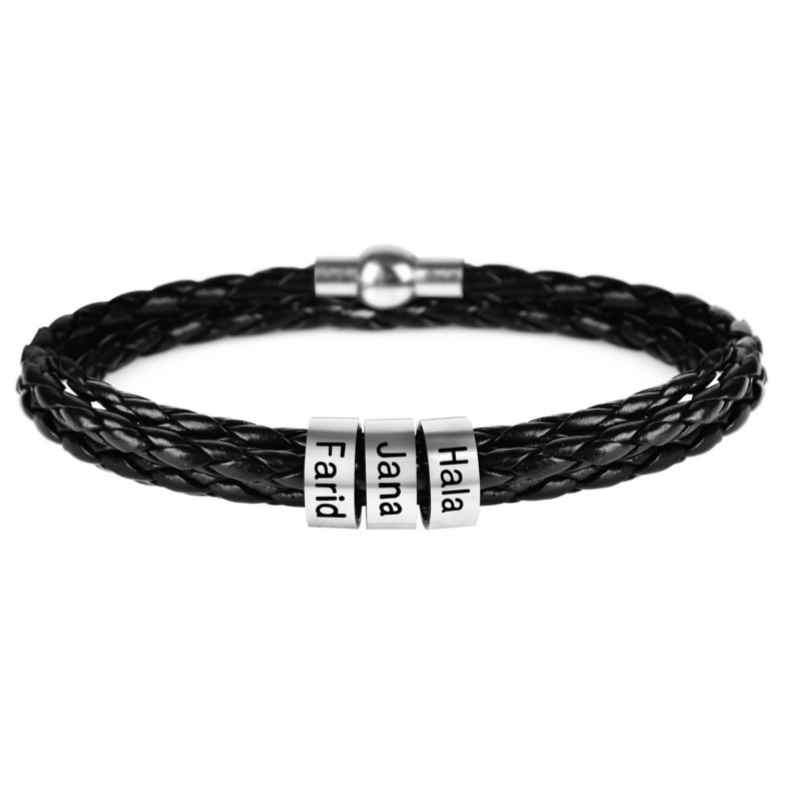 Personalisiertes Lederarmband mit Namensringen - Image 10