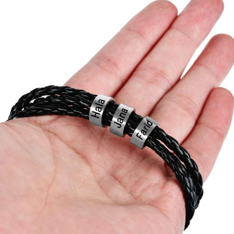 Personalisiertes Lederarmband mit Namensringen - Image 11