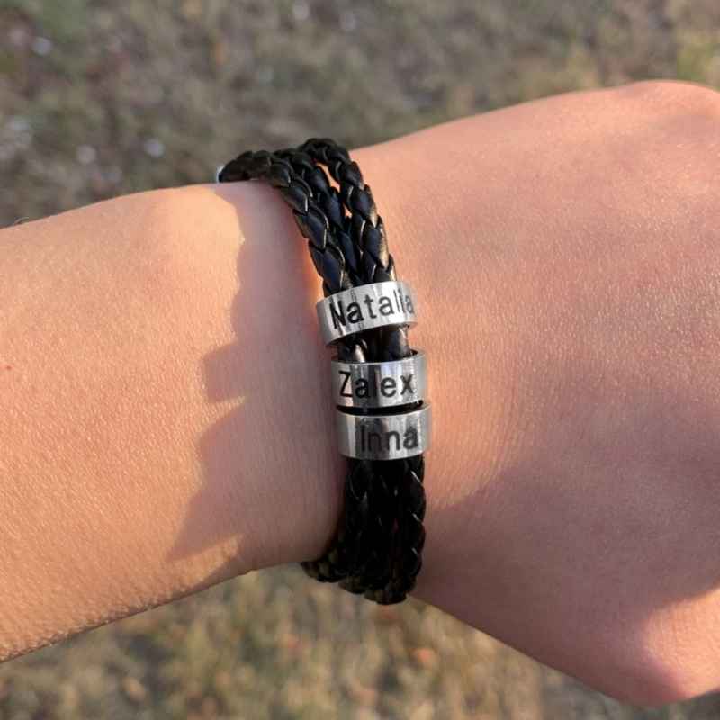 Personalisiertes Lederarmband mit Namensringen - Image 14