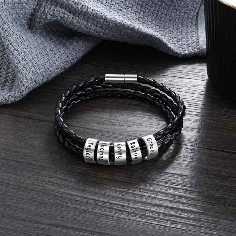 Personalisiertes Lederarmband mit Namensringen - Image 21