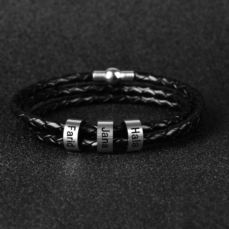 Personalisiertes Lederarmband mit Namensringen - Image 22