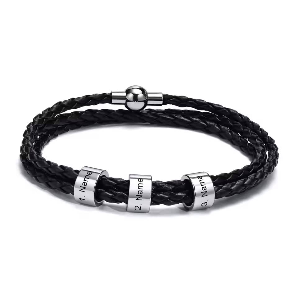 Personalisiertes Lederarmband mit Namensringen - Image 3