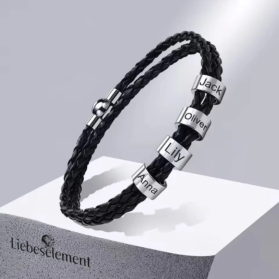 Personalisiertes Lederarmband mit Namensringen - Image 4