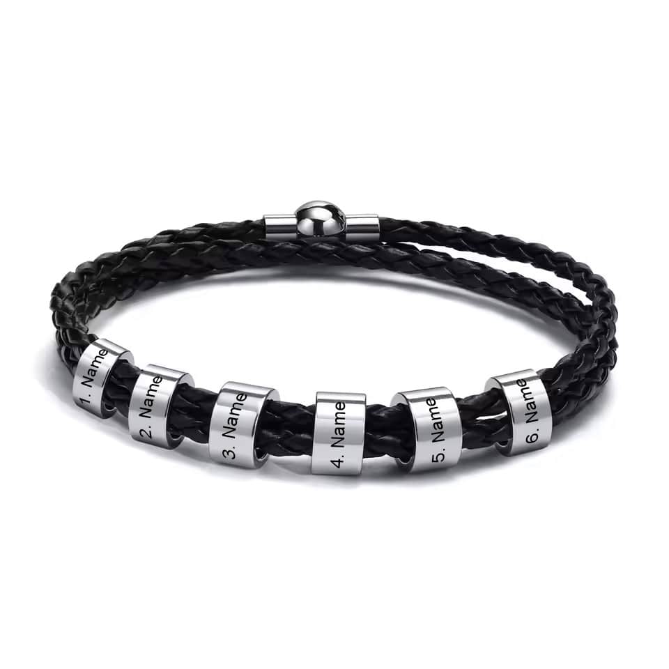Personalisiertes Lederarmband mit Namensringen - Image 5