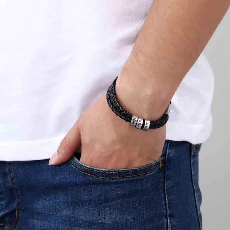 Personalisiertes Lederarmband mit Namensringen - Image 6