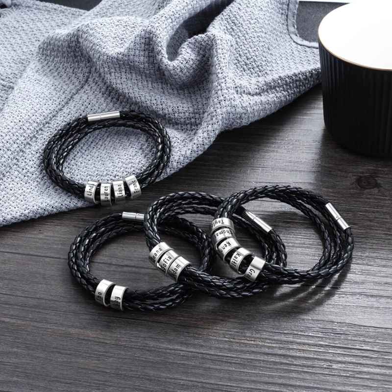 Personalisiertes Lederarmband mit Namensringen - Image 9