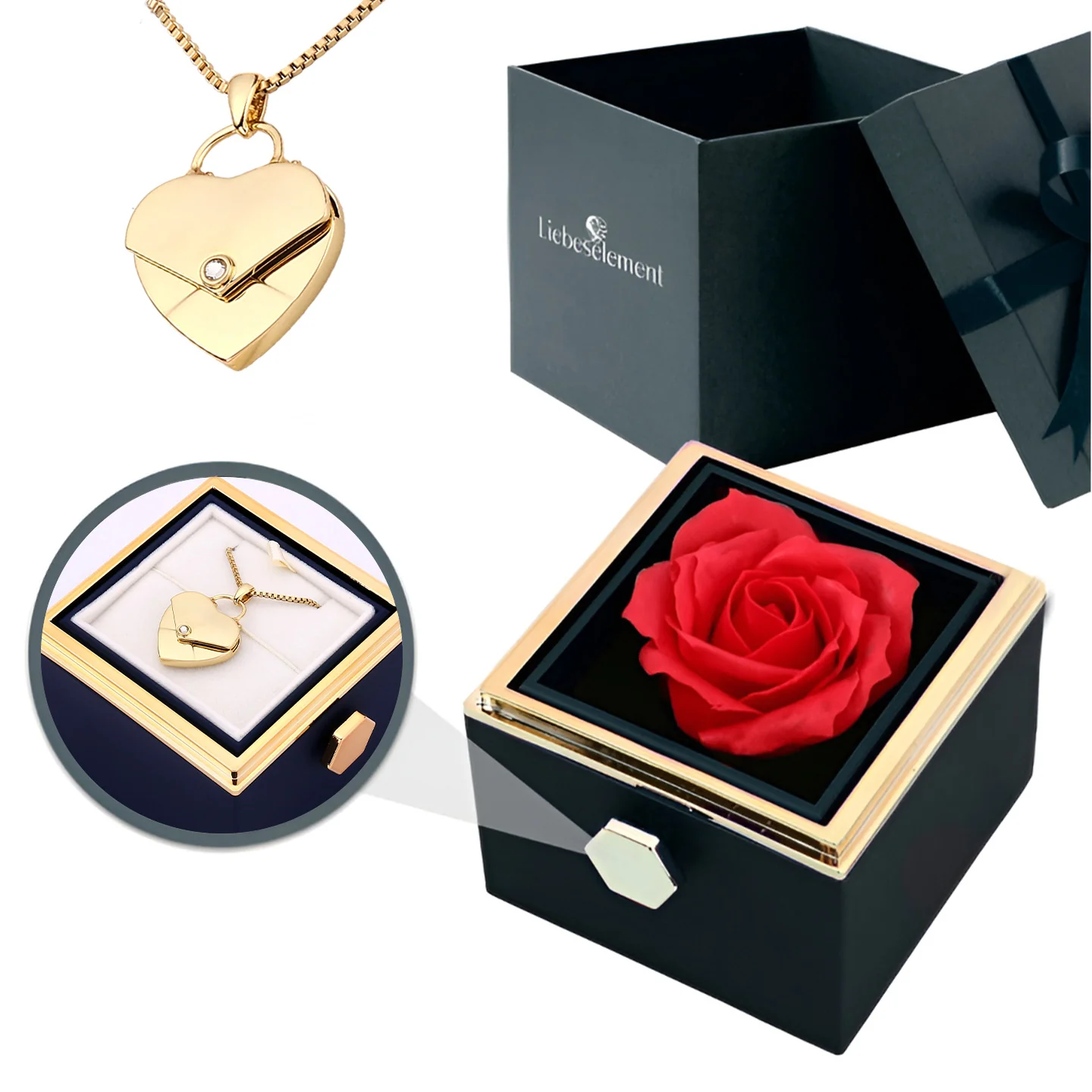Rosenbox mit Herzkette mit Gravur - Image 16