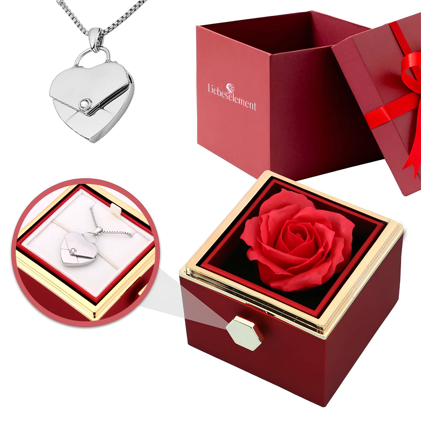 Rosenbox mit Herzkette mit Gravur - Image 3
