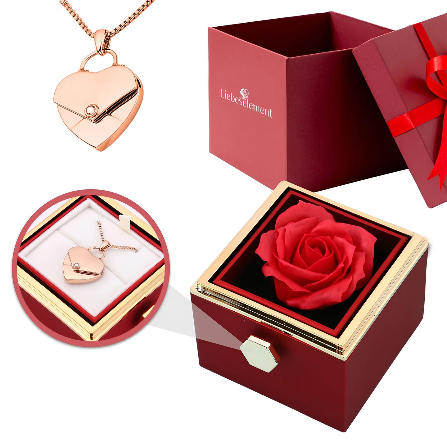Rosenbox mit Herzkette mit Gravur - Image 4