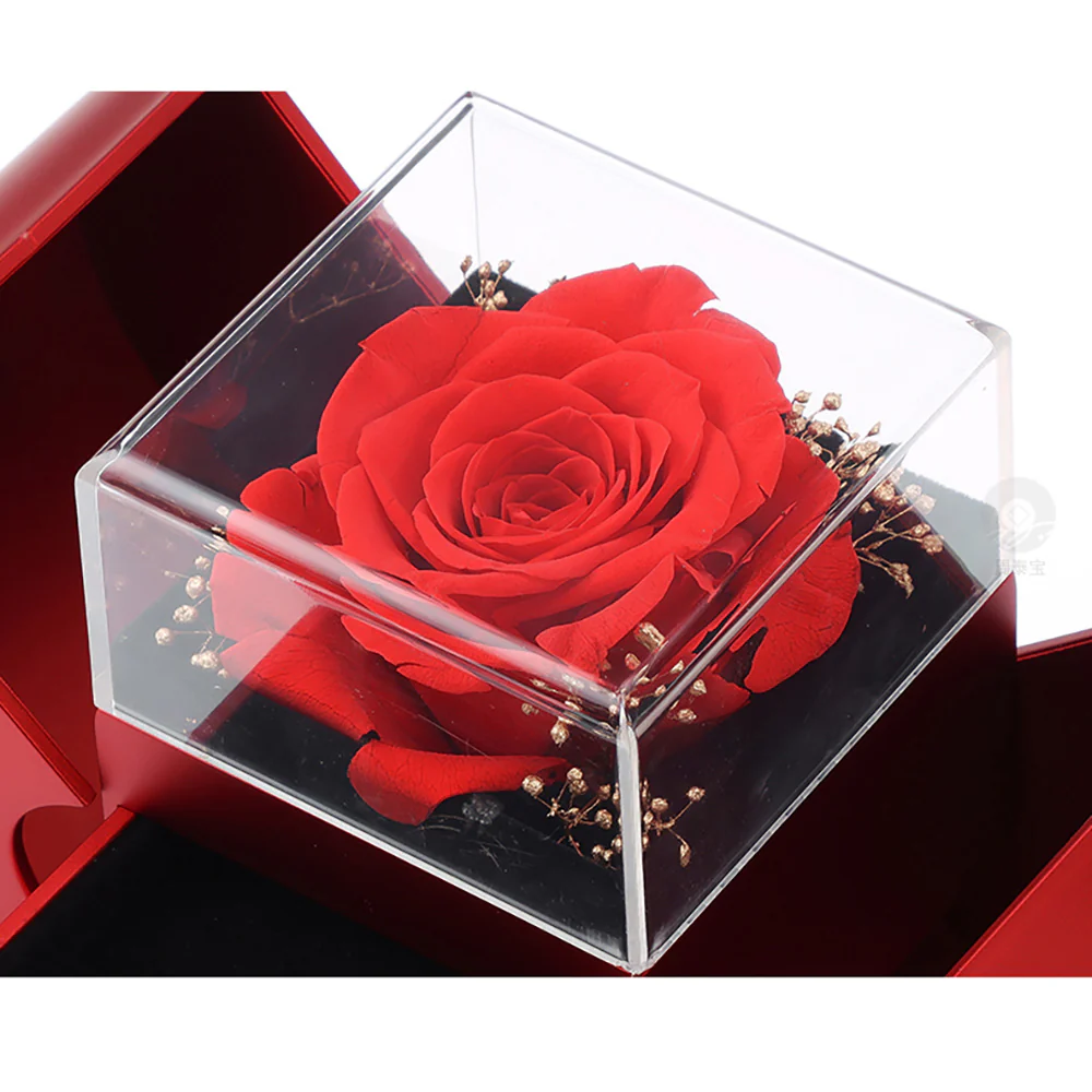 14k Weißgold Ausführung Herz Halskette - Mit echter Rose - An meinen Schatz - Image 11