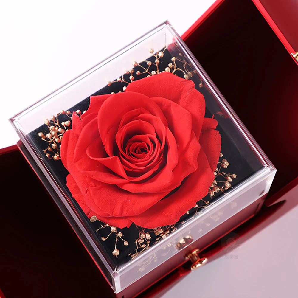 14k Weißgold Ausführung Herz Halskette - Mit echter Rose - An meinen Schatz - Image 12