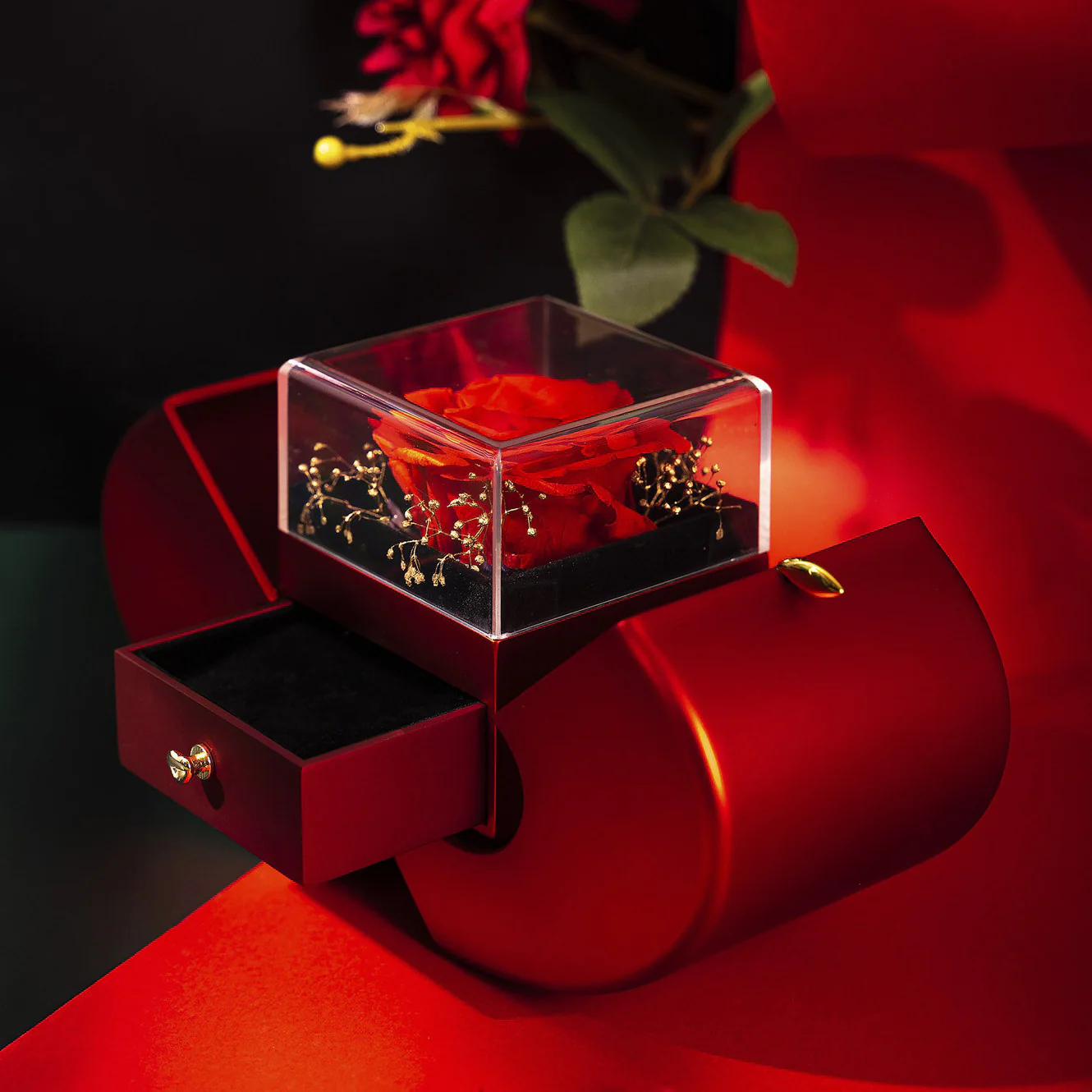 14k Weißgold Ausführung Herz Halskette - Mit echter Rose - An meinen Schatz - Image 21