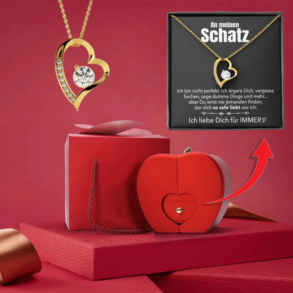 14k Weißgold Ausführung Herz Halskette - Mit echter Rose - An meinen Schatz - Image 4