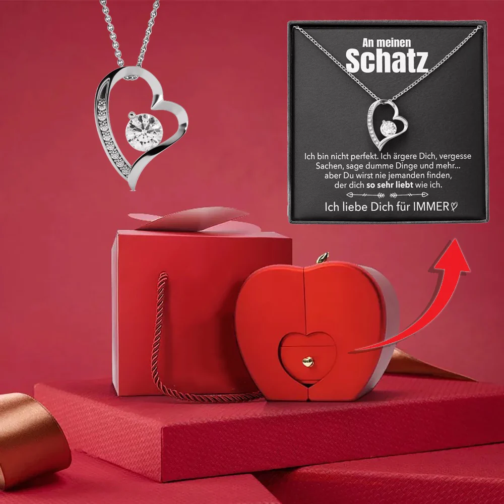 14k Weißgold Ausführung Herz Halskette - Mit echter Rose - An meinen Schatz - Image 5