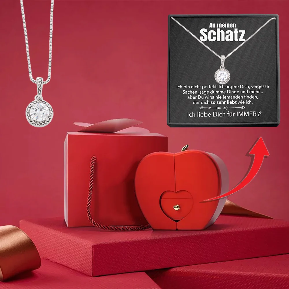14k Weißgold Ausführung Kreis Halskette - Mit echter Rose - An meinen Schatz - Image 4