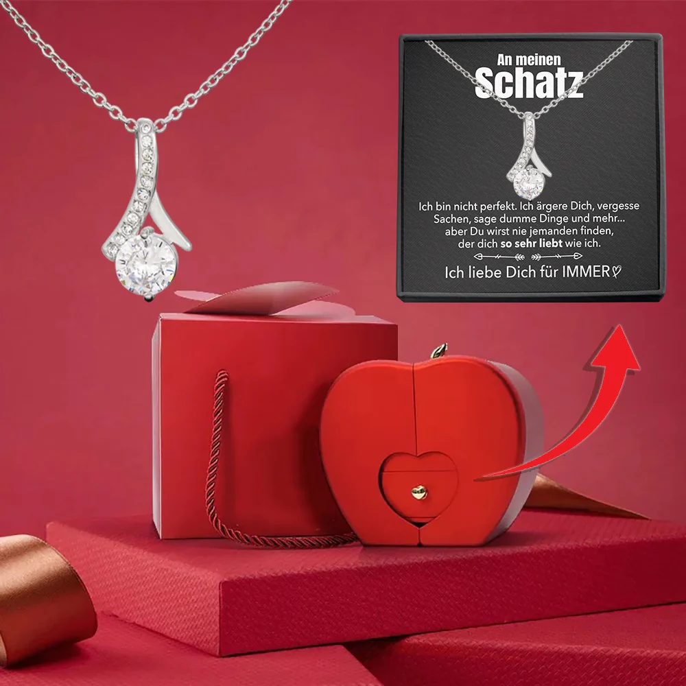 14k Weißgold Ausführung Stil-Halskette - Mit echter Rose - An meinen Schatz - Image 4