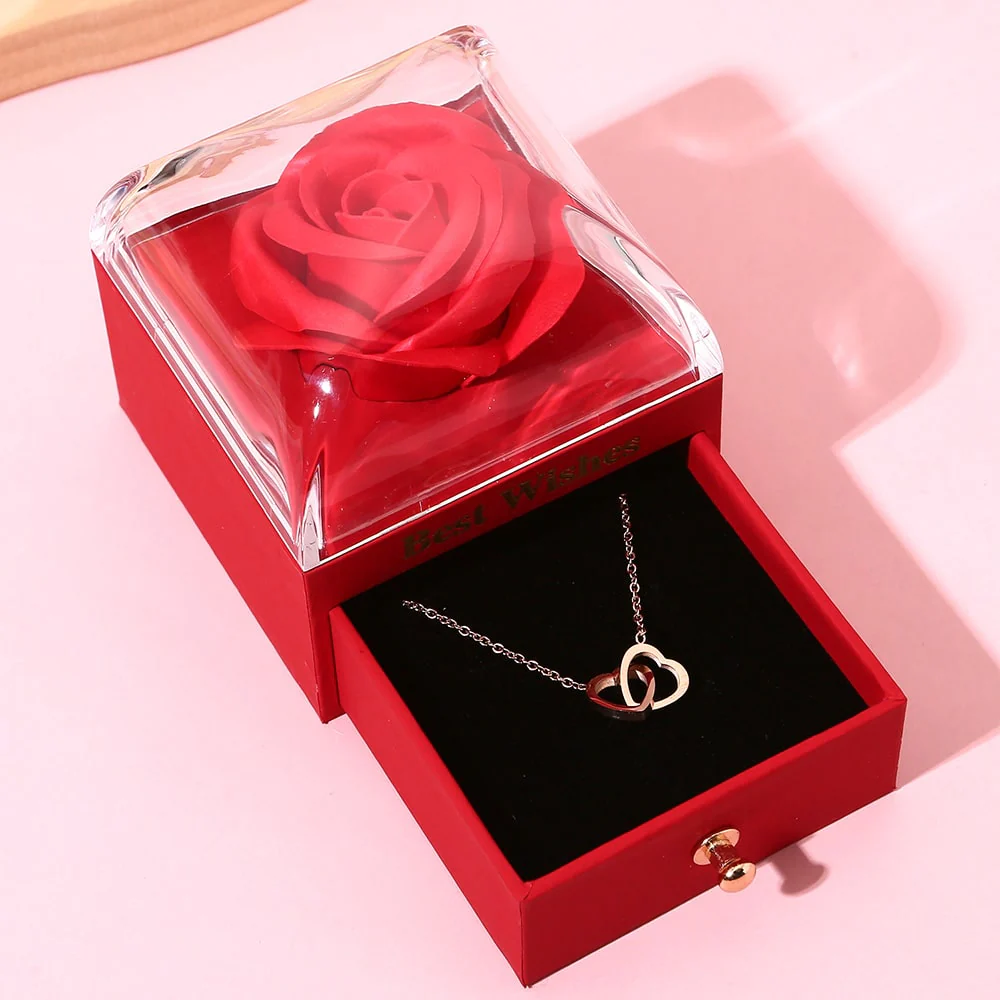 Ewige Rosenbox - Mit 14k Gravur-Doppelherzkette - Image 11