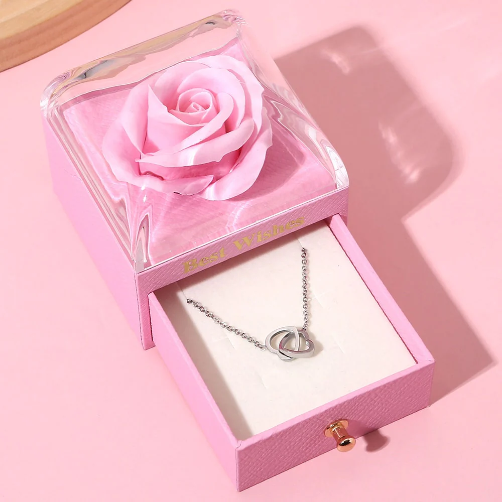 Ewige Rosenbox - Mit 14k Gravur-Doppelherzkette - Image 16