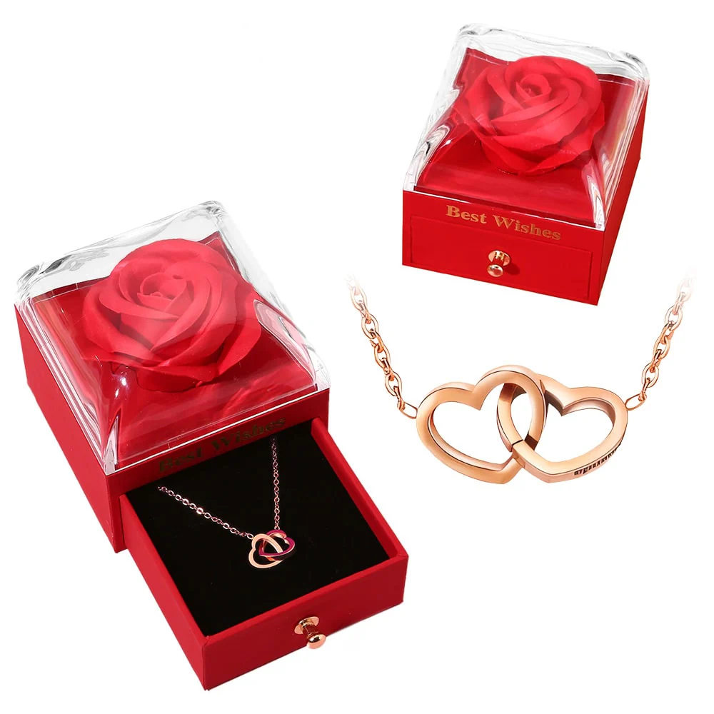 Ewige Rosenbox - Mit 14k Gravur-Doppelherzkette - Image 3