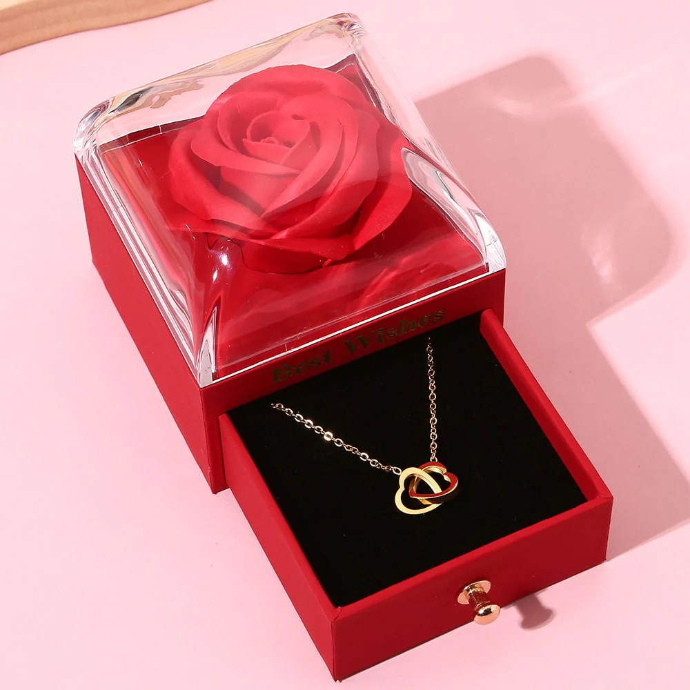 Ewige Rosenbox - Mit 14k Gravur-Doppelherzkette - Image 9