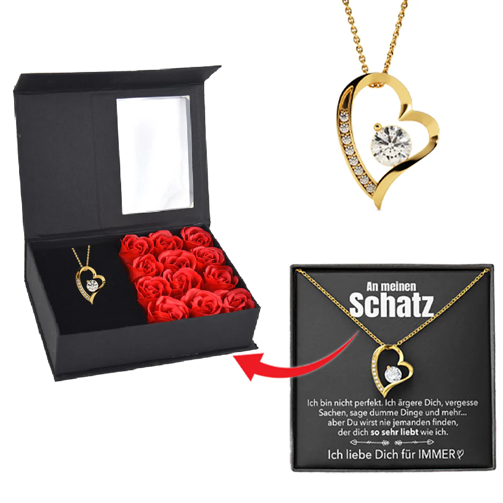 Rosenbox mit Notiz - Weißgold Ausführung Herz Halskette - An meinen Schatz - Image 2