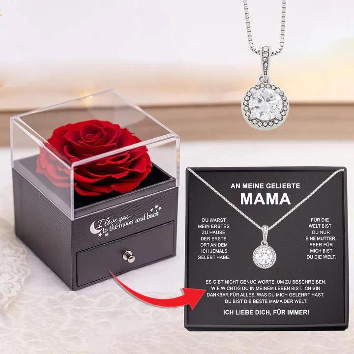 Rosenbox - Weißgold Ausführung Kreis Halskette - An meine Mama - Muttertagsgeschenk - Image 6