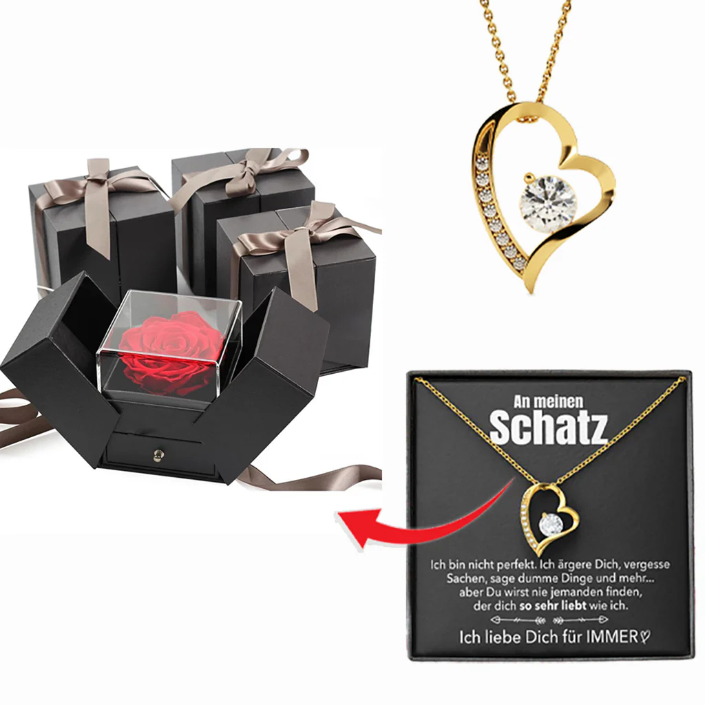 Rosenbox Schleife - Weißgold Ausführung Herz Halskette - An meinen Schatz - Image 11
