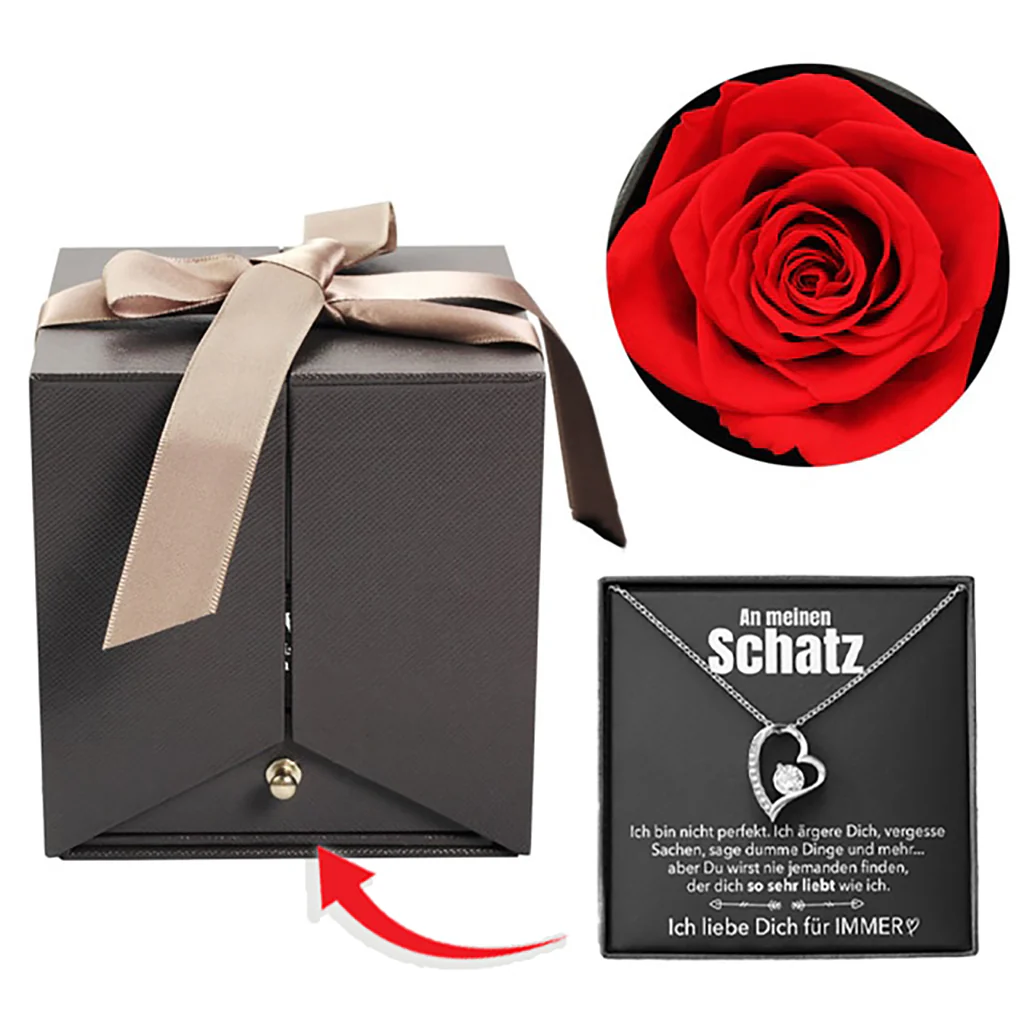 Rosenbox Schleife - Weißgold Ausführung Herz Halskette - An meinen Schatz - Image 12