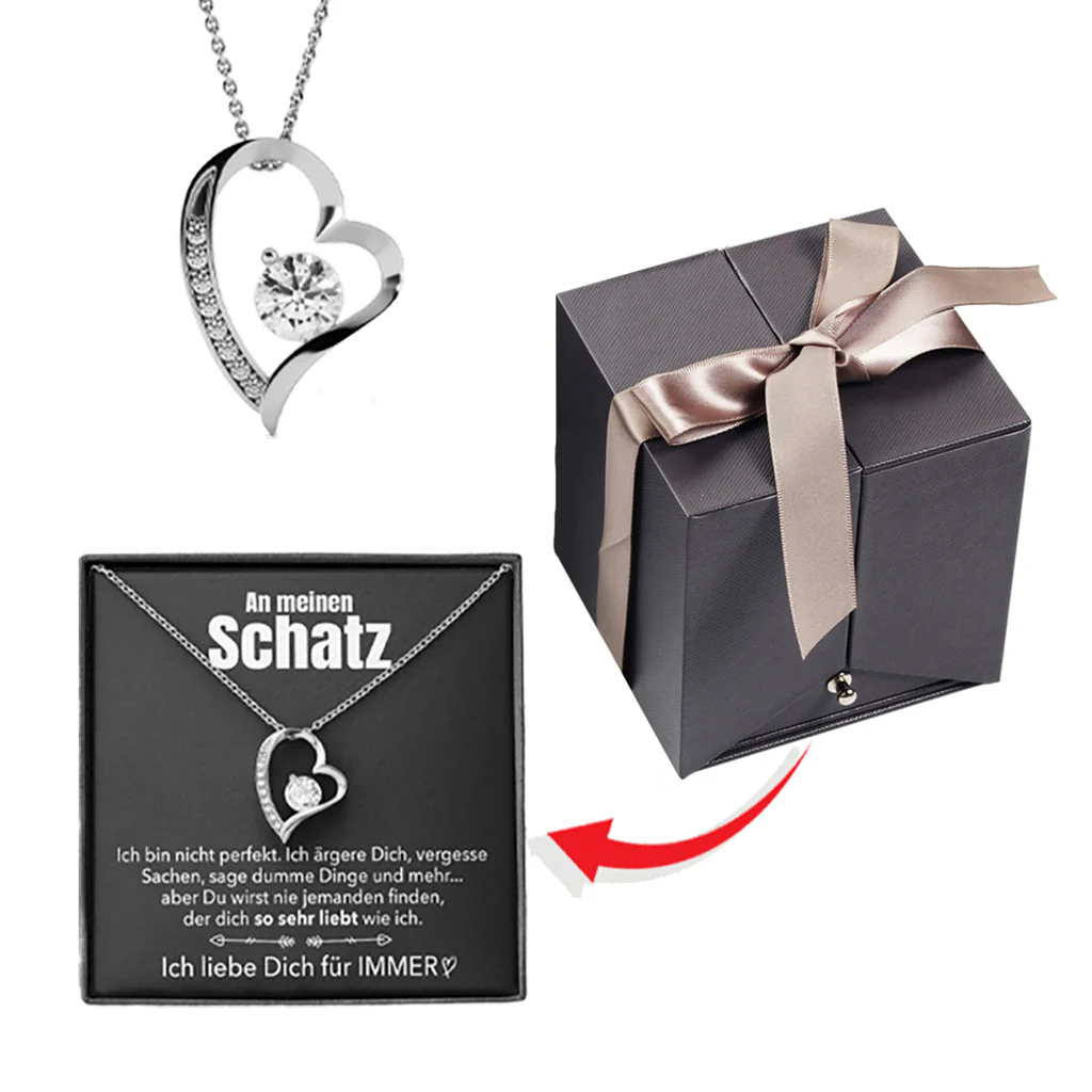 Rosenbox Schleife - Weißgold Ausführung Herz Halskette - An meinen Schatz - Image 4