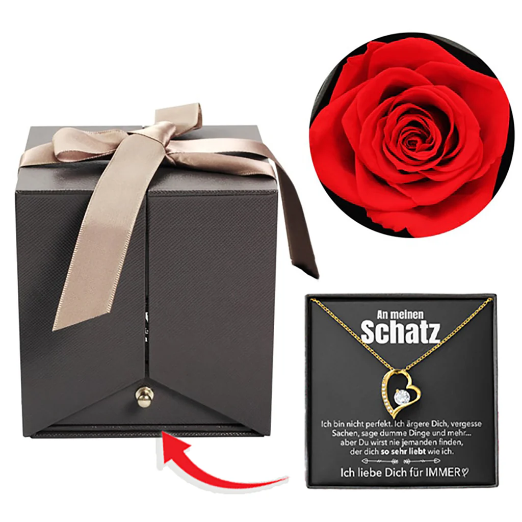 Rosenbox Schleife - Weißgold Ausführung Herz Halskette - An meinen Schatz - Image 6