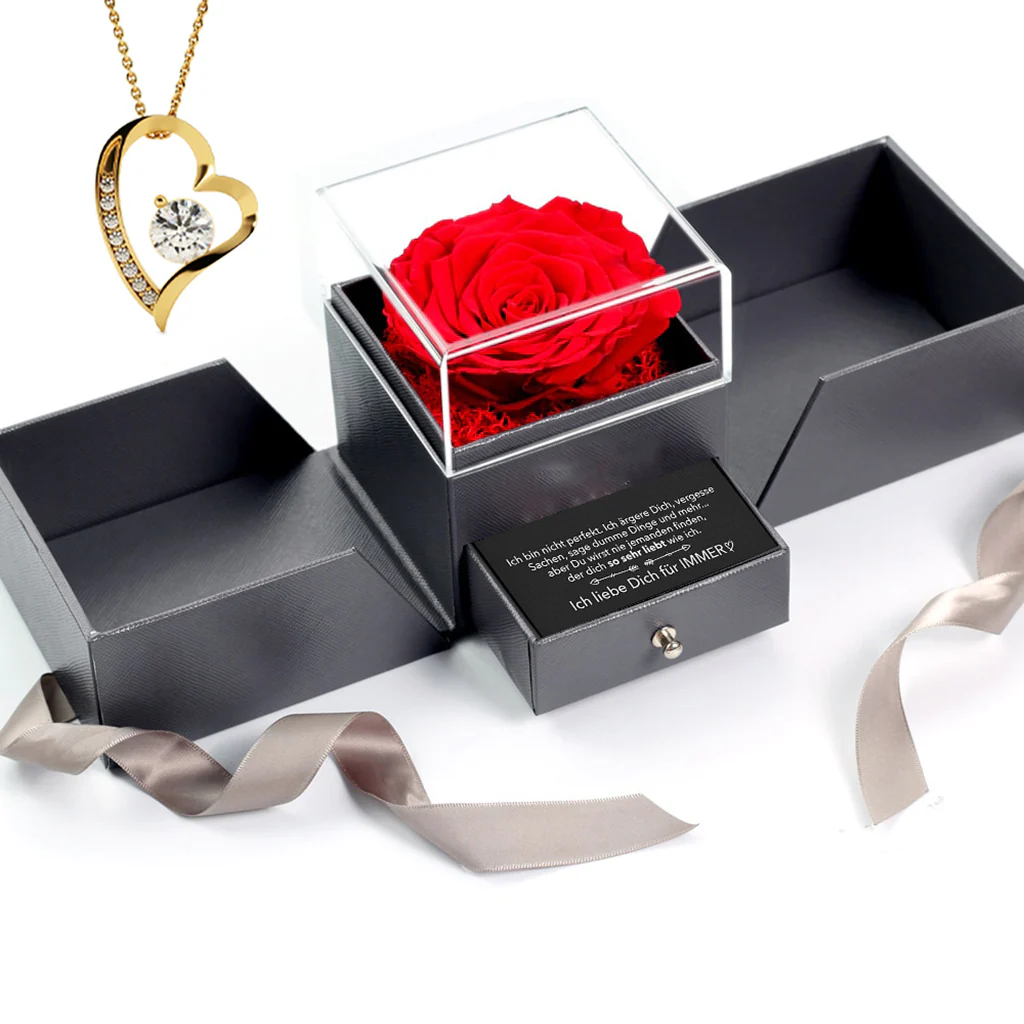 Rosenbox Schleife - Weißgold Ausführung Herz Halskette - An meinen Schatz - Image 9