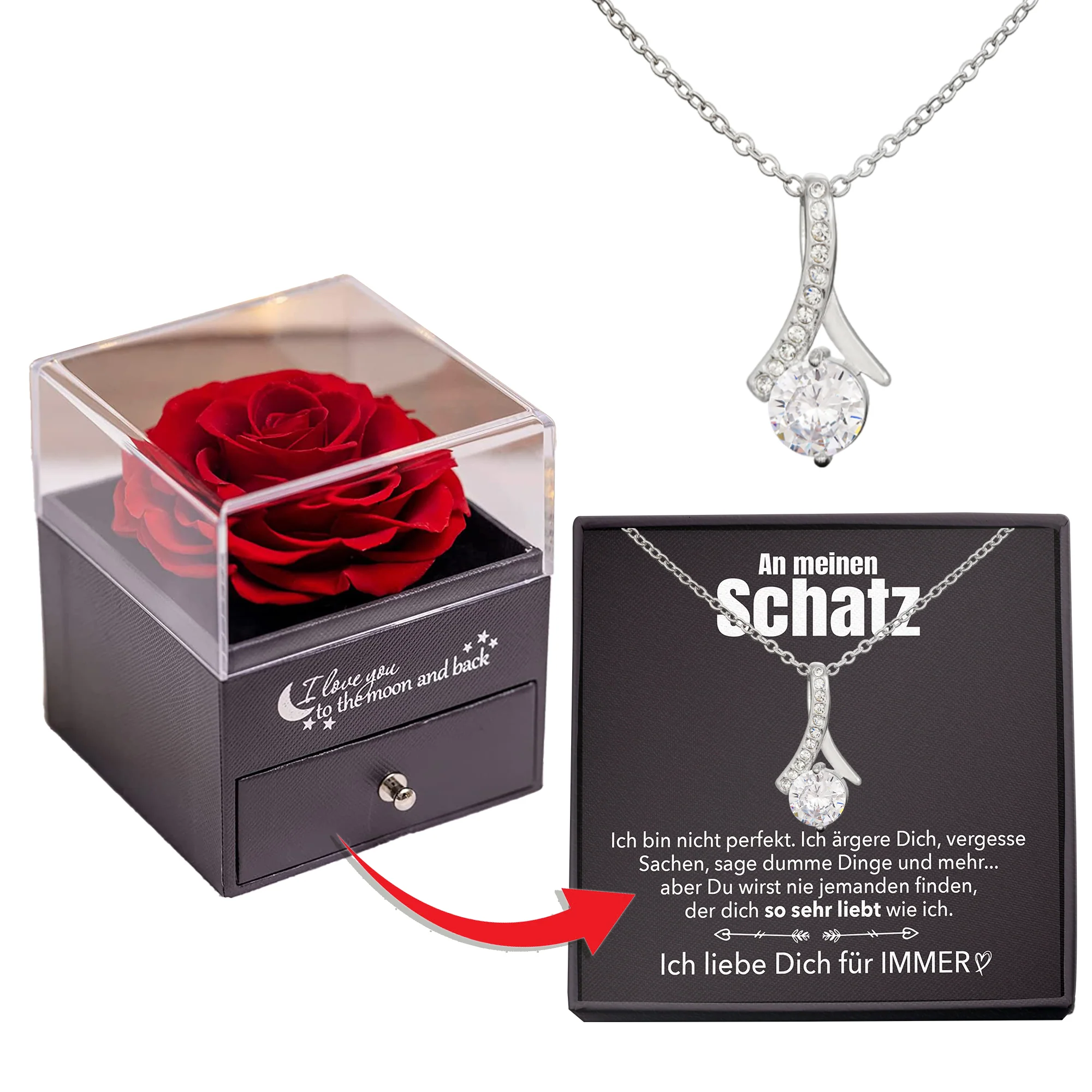 Rosenbox - Weißgold Ausführung Stil-Halskette - An meinen Schatz - Image 3